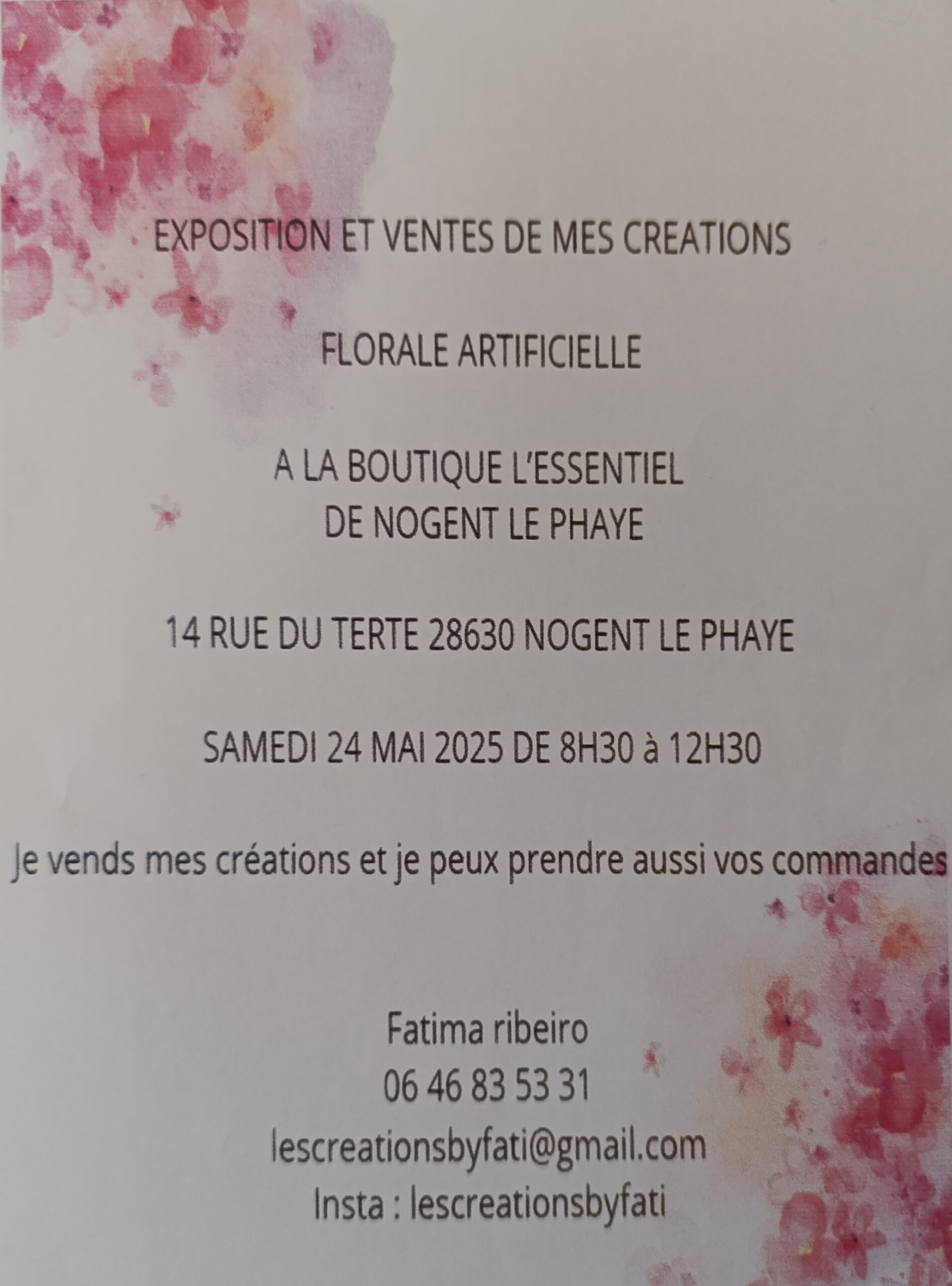 Exposition/Vente à l'Essentiel, samedi 24 mai