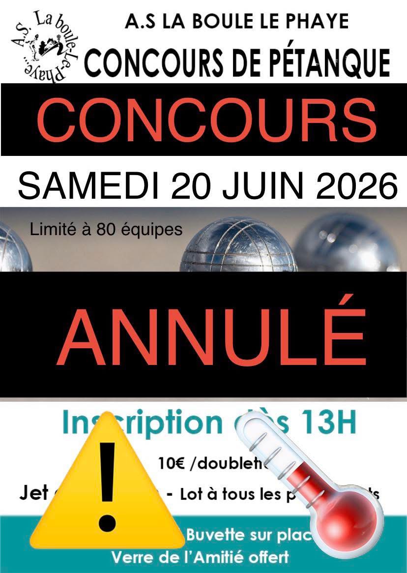 ANNULE Concours de pétanque, samedi 20 juin